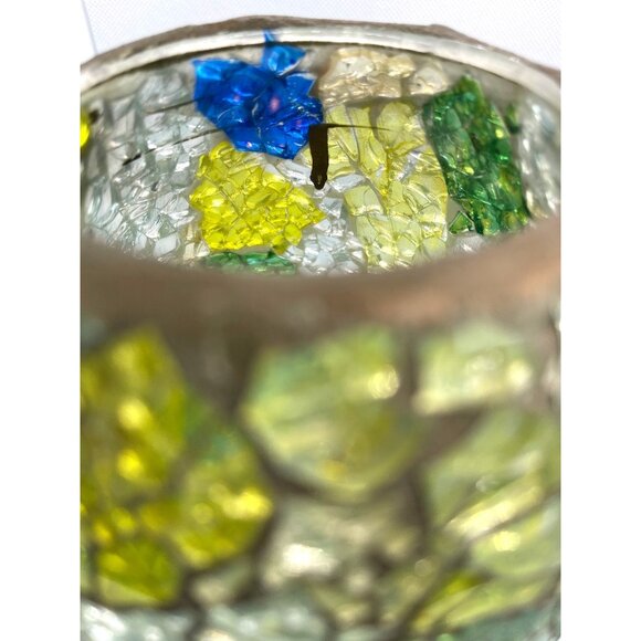 Retro MCM Mosaic Glass Brandy Snifter Candle Holder Pedestal Vase 1970's Vintage - Picture 12 of 15